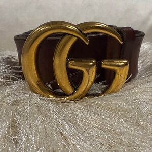 Gucci Dark Brown Belt with Gold GG Buckle